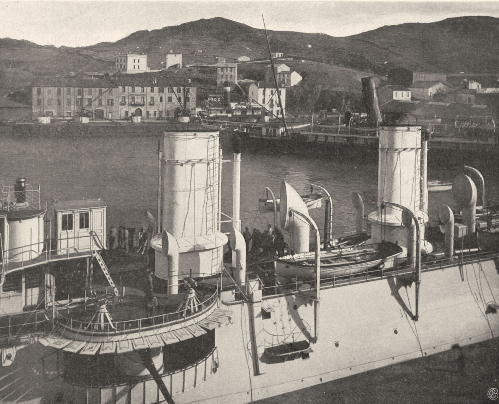 PYRÉNÉES-ORIENTALES. Port-Vendres- Le port 1903 old antique print picture